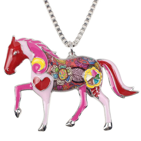 Enamel Horse Pendant Necklace