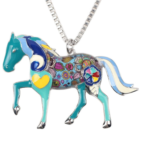 Enamel Horse Pendant Necklace