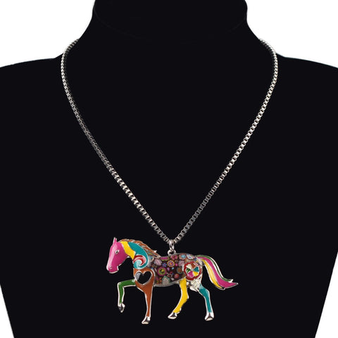 Enamel Horse Pendant Necklace