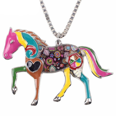 Enamel Horse Pendant Necklace