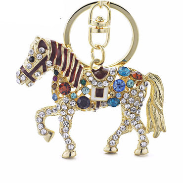 Crystal Horse Metal Keychain