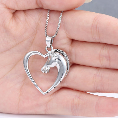 Horse in Heart Necklace Pendant
