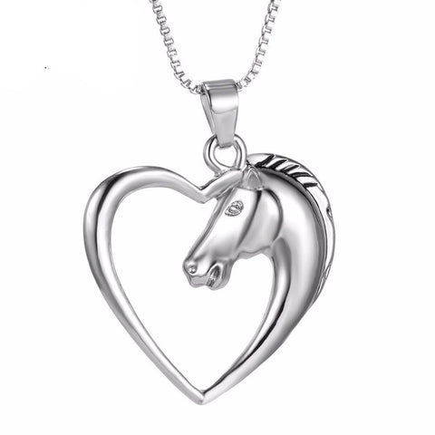 Horse in Heart Necklace Pendant