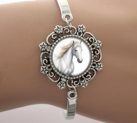 White Horse Glass Bracelet