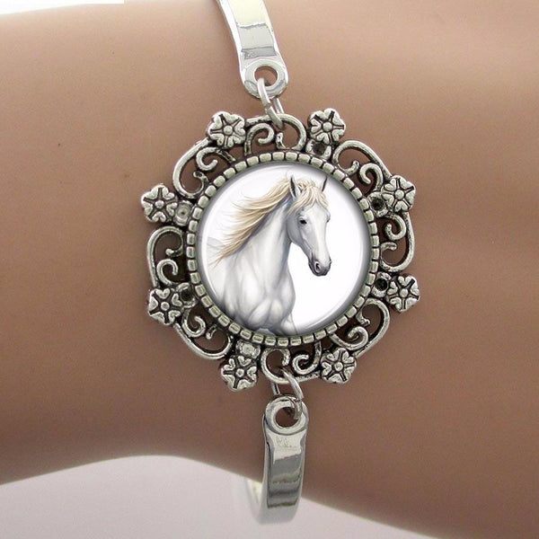 White Horse Glass Bracelet