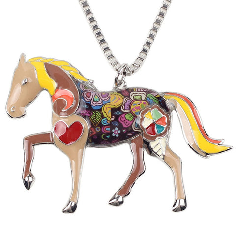 Enamel Horse Pendant Necklace