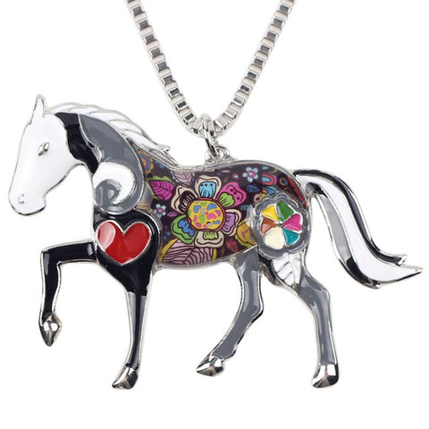 Enamel Horse Pendant Necklace